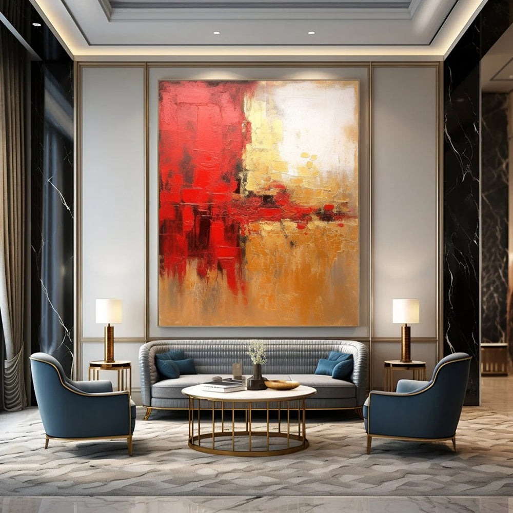 “Red - Gold Abstract Energy” – Abstract Expressionist Art CT1021