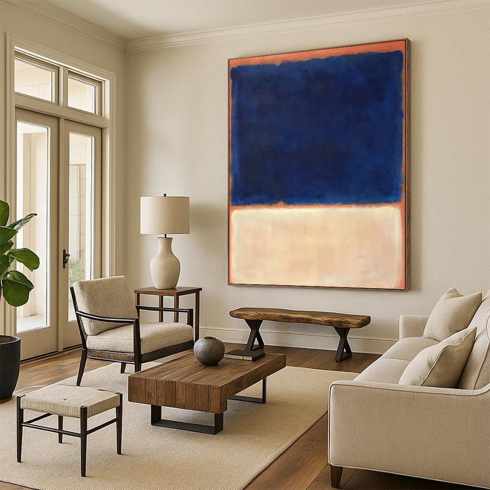 “Deep Blue & Pale Orange Layers” - Rothko - Style Color - Field Painting On Canvas DKH1622