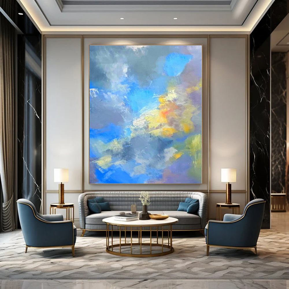 Blue - Grey Color Fusion - Abstract Color - blend Acrylic Painting CT1387