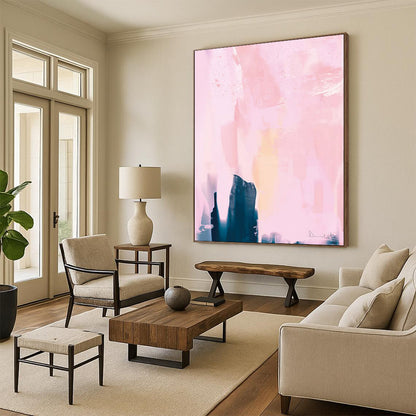 “Soft Pink Abstract Layers” - Abstract Expressionist Painting On Canvas DTP180