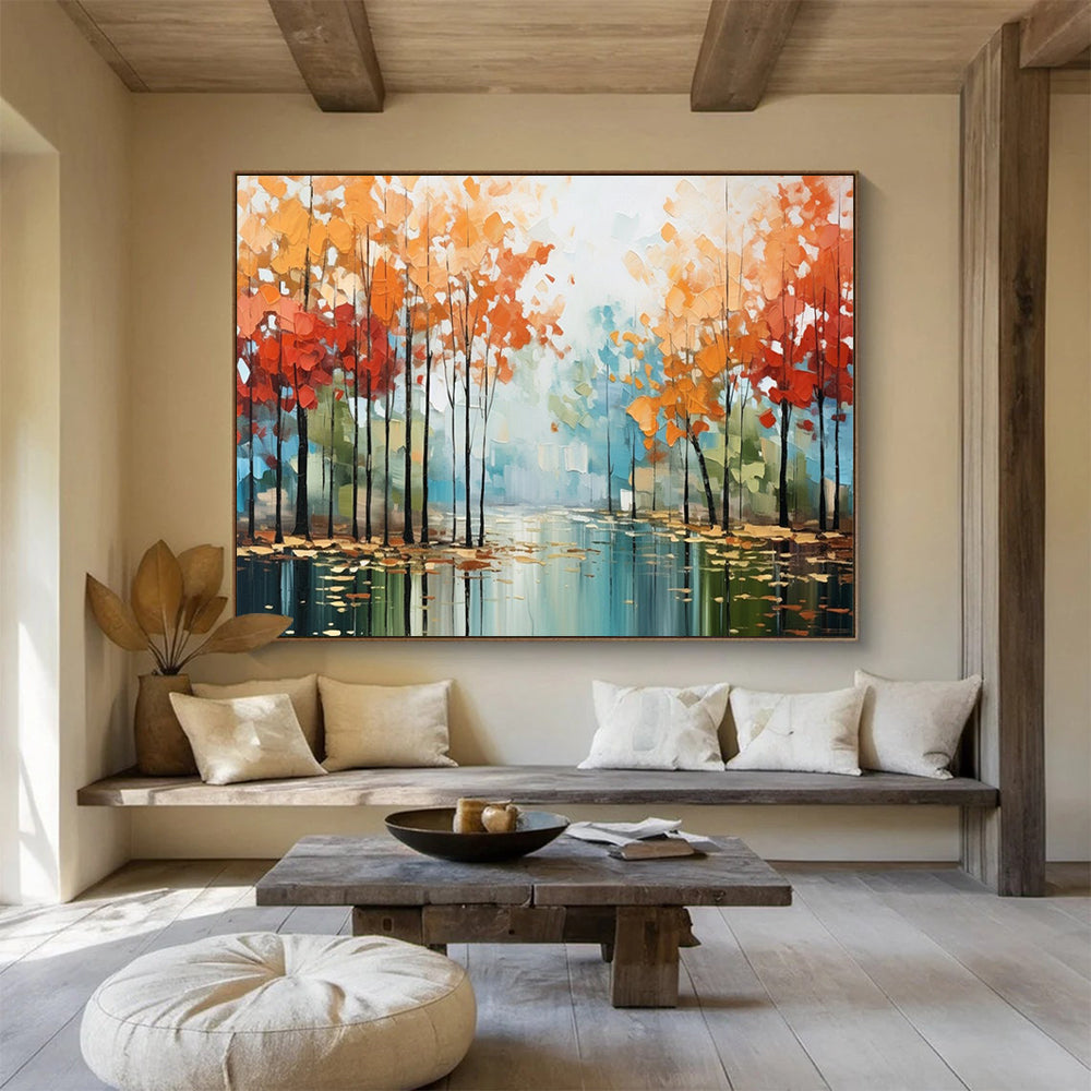 “Misty Forest River” Landscape - inspired Impressionist Painting On Canvas DLZ164