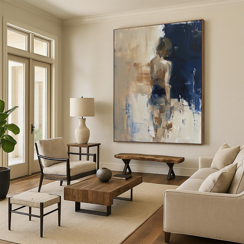 Neutral Tones, Figural Abstraction - "Nude in Haze" - Abstract Figurative Painting CT1830