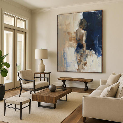 Neutral Tones, Figural Abstraction - "Nude in Haze" - Abstract Figurative Painting CT1830