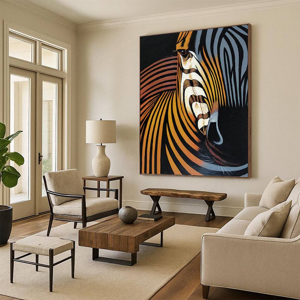 Abstract Zebra in Warm Tones - Wildlife Painting On Canvas DKH1447