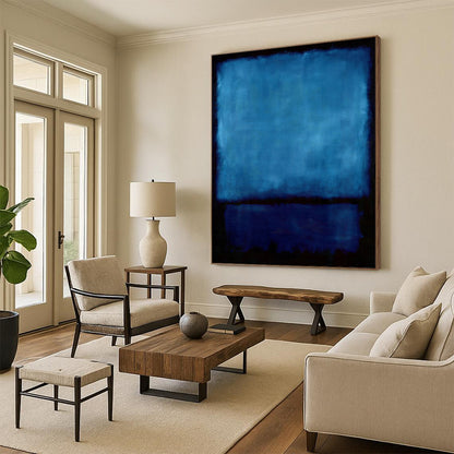 “Deep Blue on Black” - Rothko - Style Color Field Art CT1943