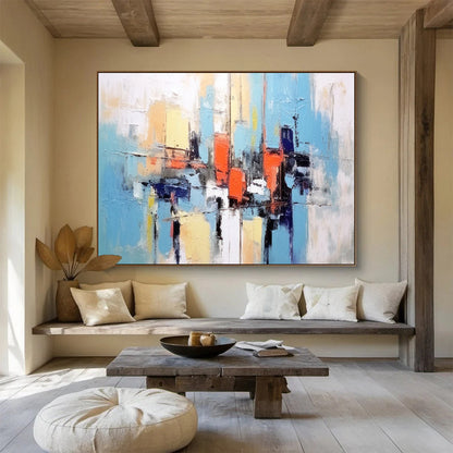 “Abstract City Blocks In Color” Cityscape Painting On Canvas DLZ068