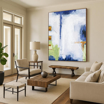 “Cool Tones Abstract - Blues, Greens, and Playful Elements” Painting On Canvas CT2391