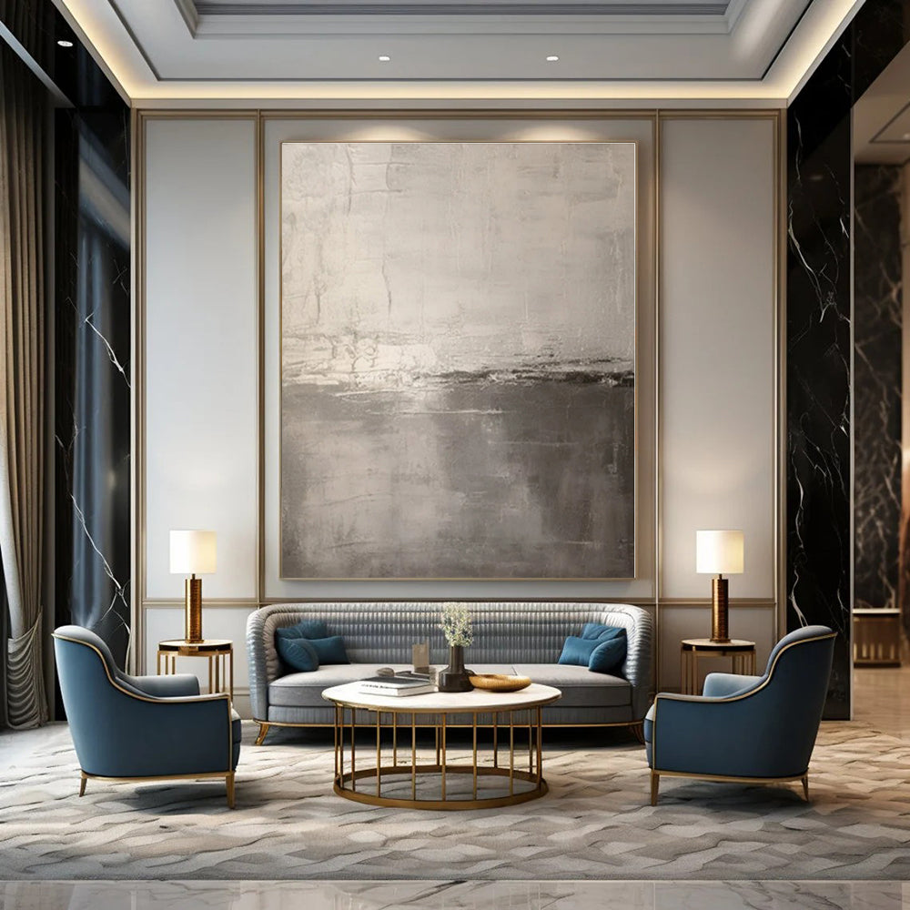 Muted Grey Abstraction - Abstract Minimalist Oil On Canvas CT1331