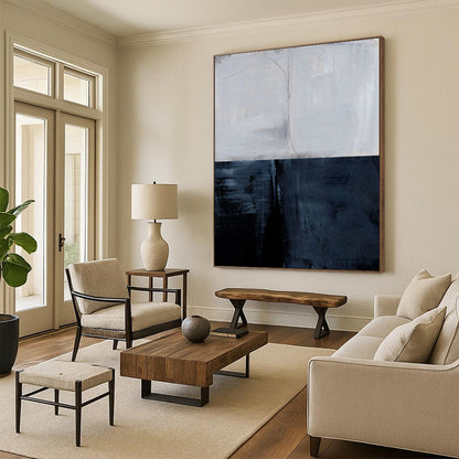 “Dual - Toned Abstract Divide” - Gray and Black Abstract Painting On Canvas DTP206