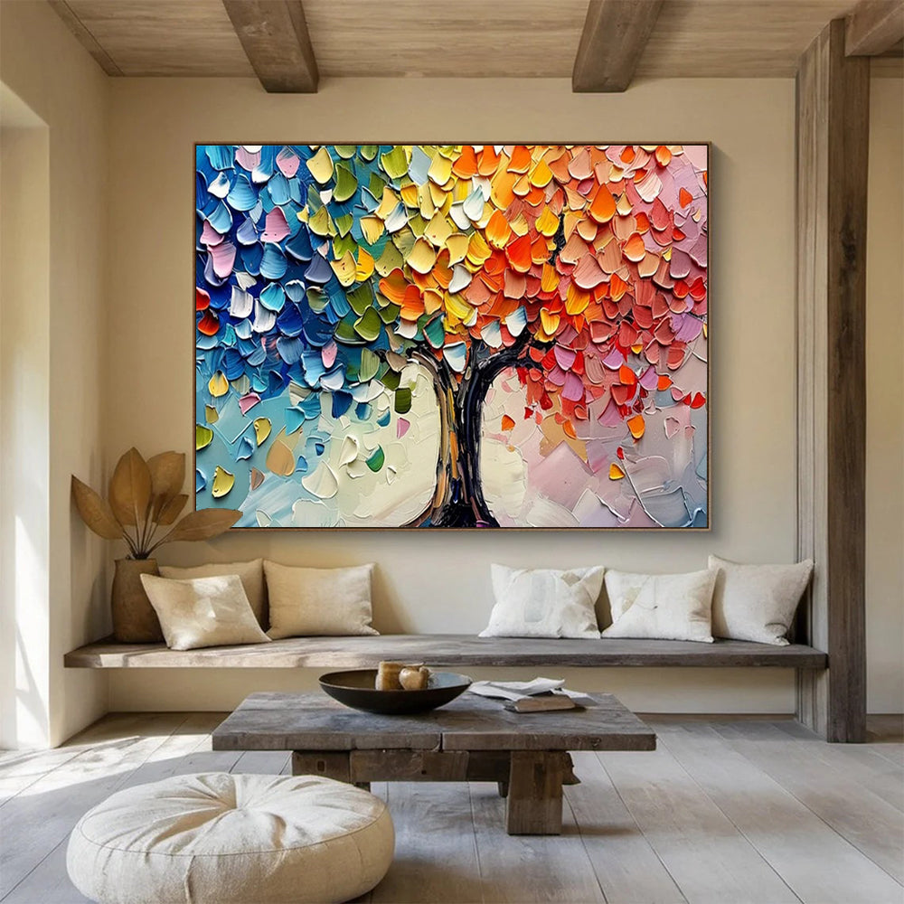 “Colorful Palette Knife Tree” - Whimsical Landscape Painting On Canvas DKH798
