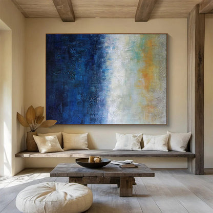 “Blue and Orange Gradient Abstract” - Evocative Abstract Painting On Canvas DKH854
