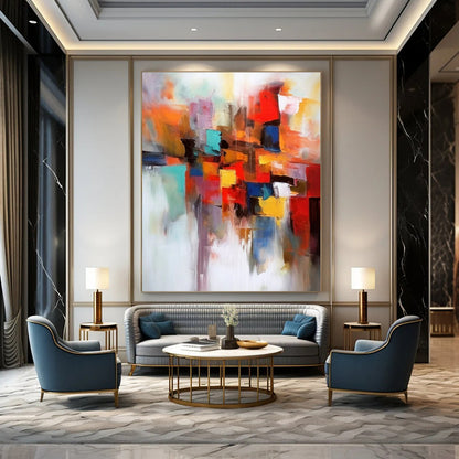 “Color - Blocked Abstract” ，Abstract Geometric Acrylic Art CT0925