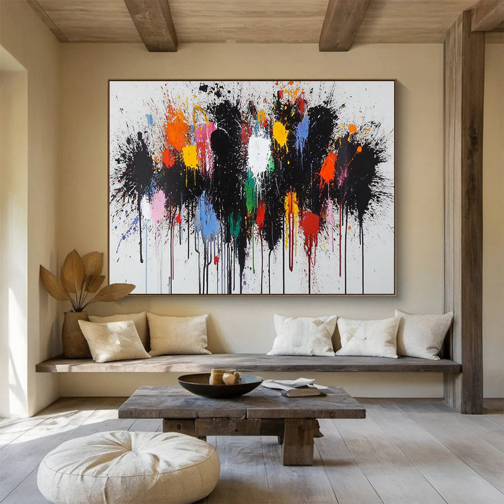 Vibrant Splatter Abstract - Action Painting On Canvas DLZ193