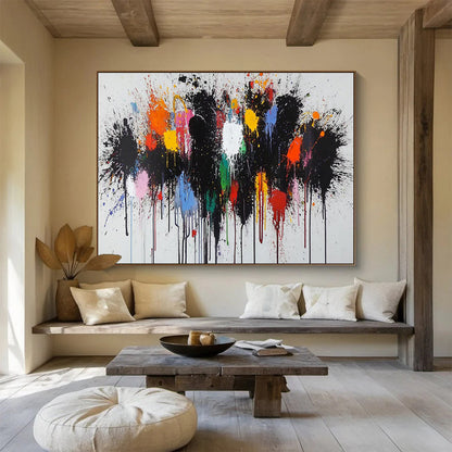 Vibrant Splatter Abstract - Action Painting On Canvas DLZ193