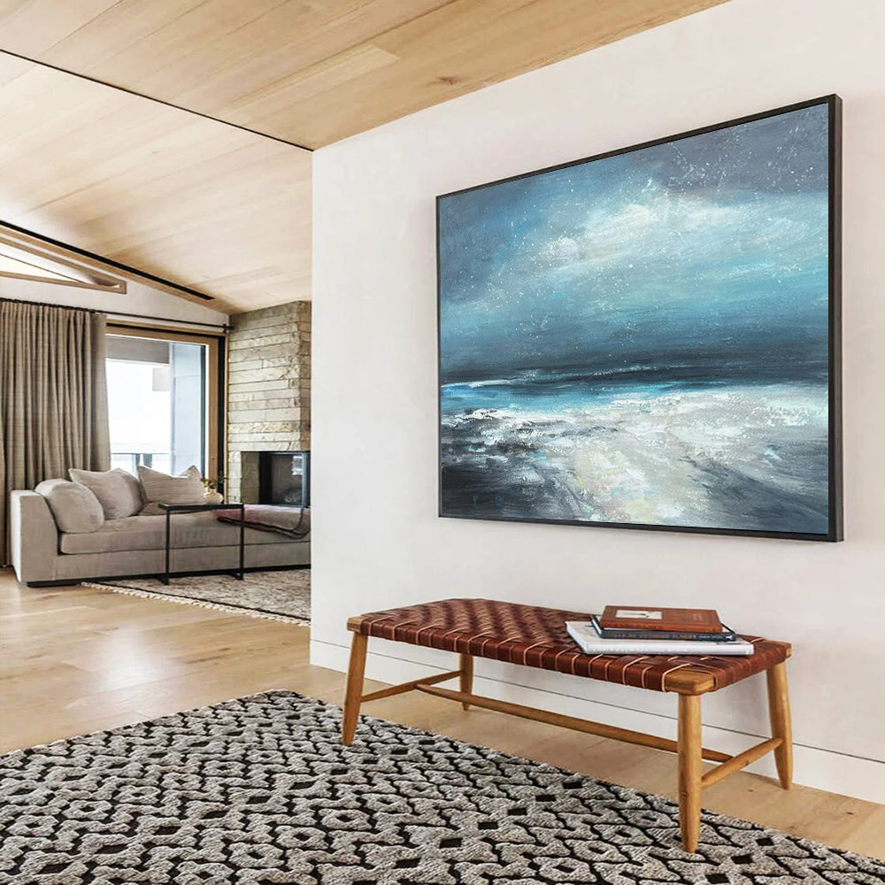 Blue-Grey Coastal Storm - Dramatic Seaside Art CT1787