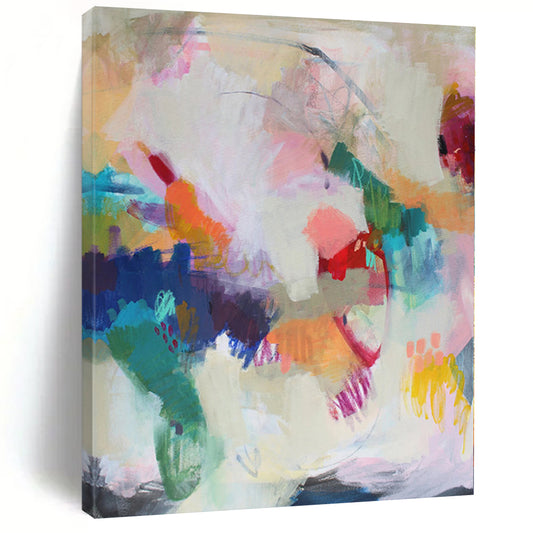 “Pastel Whimsy” - Abstract Acrylic with Soft Pinks, Oranges, Greens, Blues CT0094