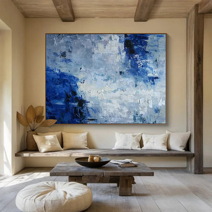 “Blue - Gray Textured Abstraction” - Blue, gray, white; thick textured brushstrokes CT1587
