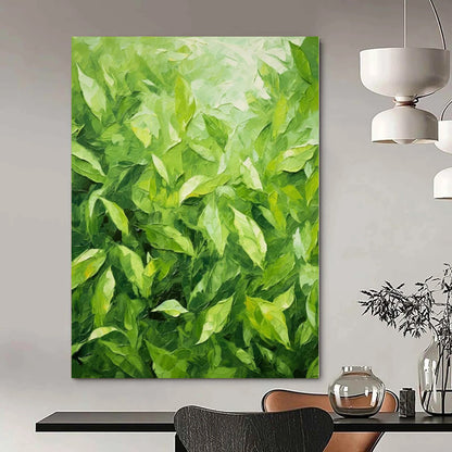 “Lush Green Leaves Impasto” Textured Acrylic Art CT0200