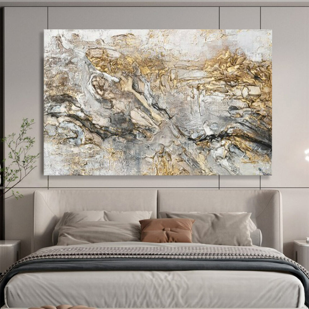 “Golden - Gray Abstract Textures” – Abstract Oil Painting CT1775