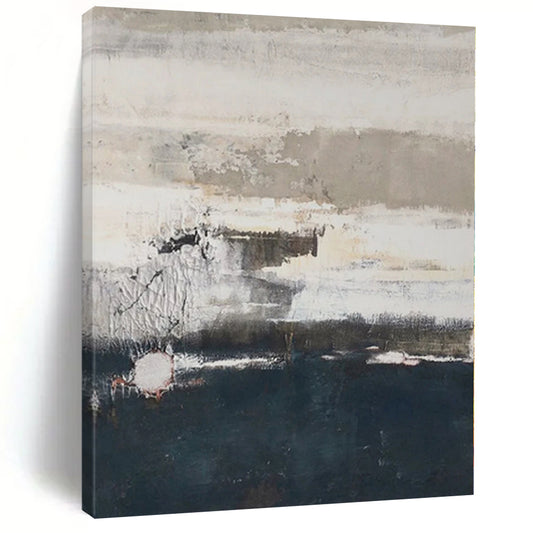 “Gray - Blue Textured Depth” Abstract Mixed - Media Art CT0131