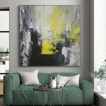 “Neon Urbanity” - Abstract Work with Gray, Yellow, Black, White CT0063