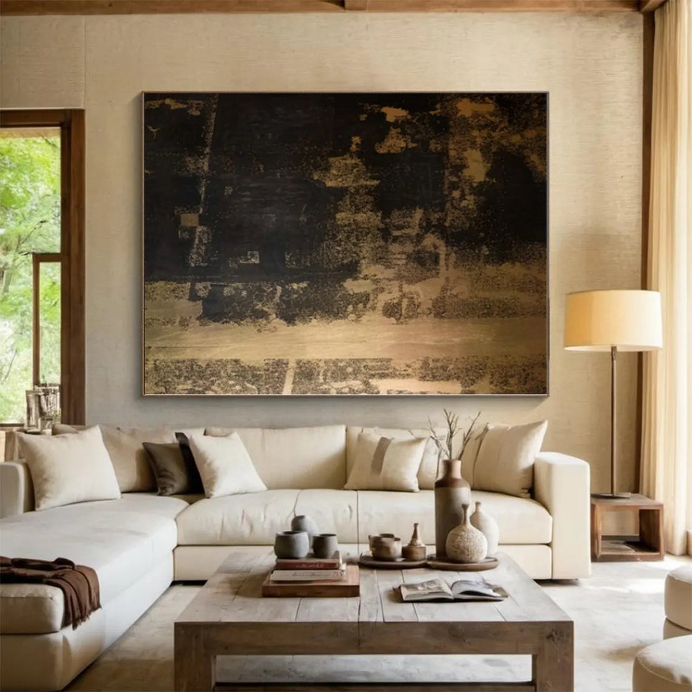 “Dark Textured Abstract Forms”，Abstract Textural Mixed - Media Art CT0529