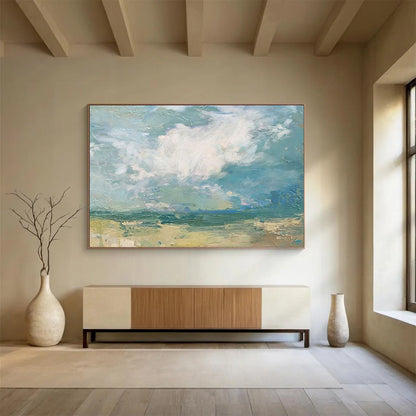 Abstract landscape with a fluffy cloud and a textured horizon CT1674