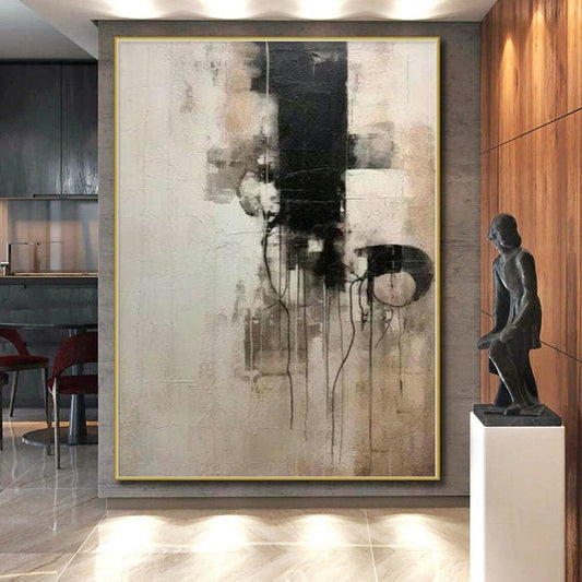 “Black - White - Gray Dripping Abstraction” Abstract Acrylic Art CT0251