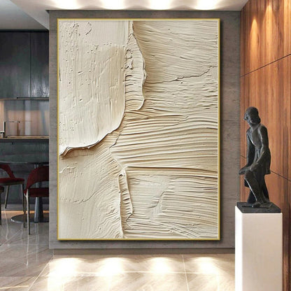 “Beige Textured Layers” - Abstract Acrylic with Smooth, Layered Beige CT0079