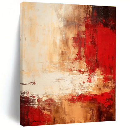 “Red - Beige Abstract Landscape” - Abstract Landscape Art CT0481