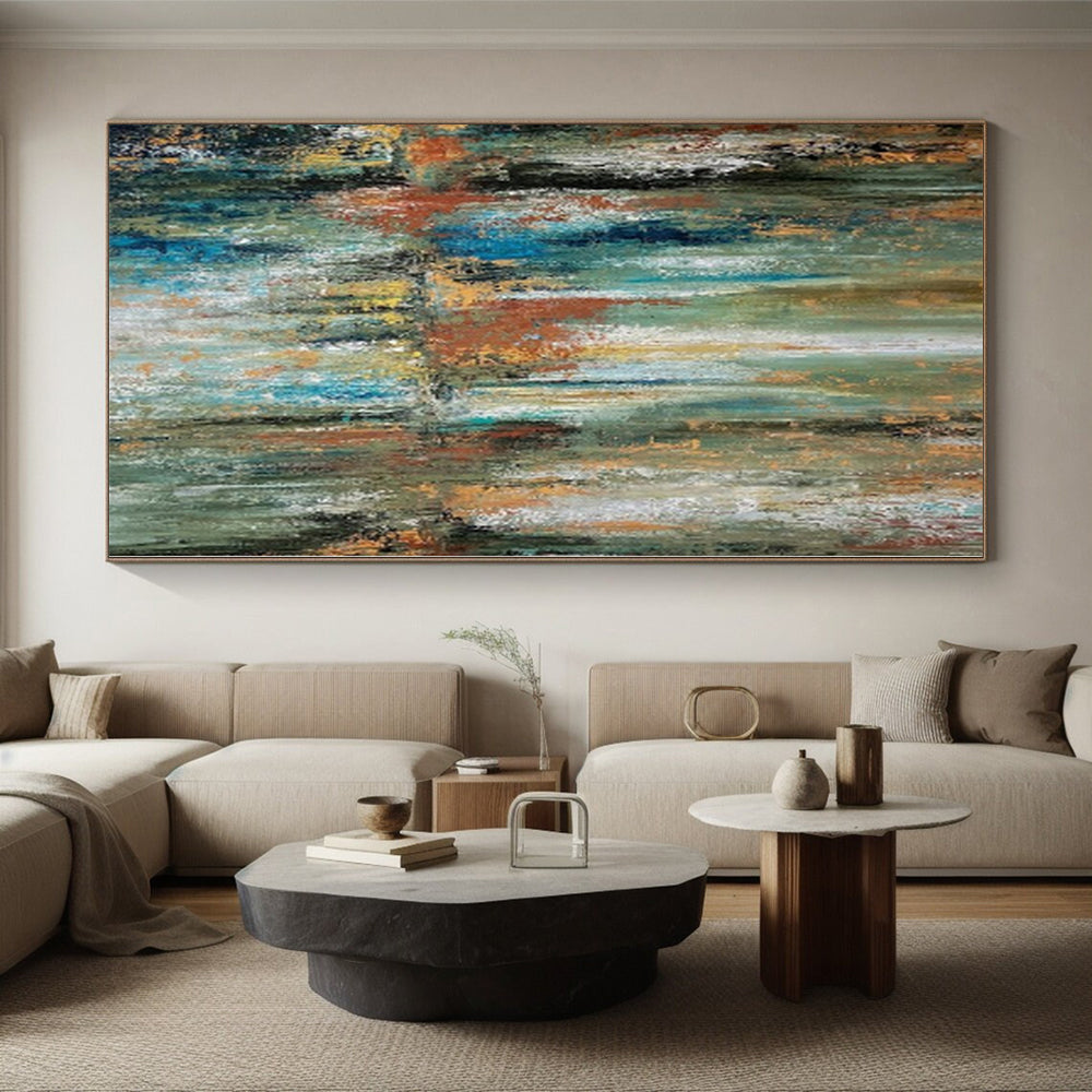 “Nature's Reflection” - Abstract Acrylic with Green, Blue, Orange, White CT0034