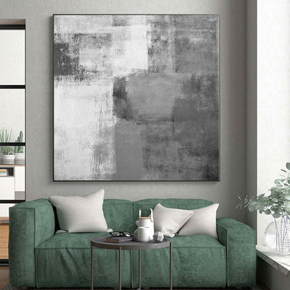 “Monochrome Grey Abstract Blocks”，Subtle Abstract Painting CT0377