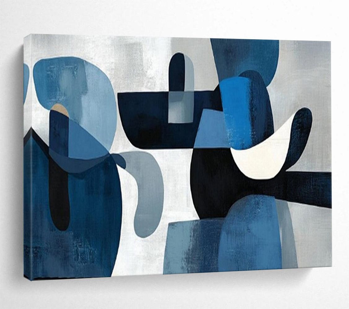 “Blue Abstract Shapes” – Abstract Geometric Acrylic Painting CT1713