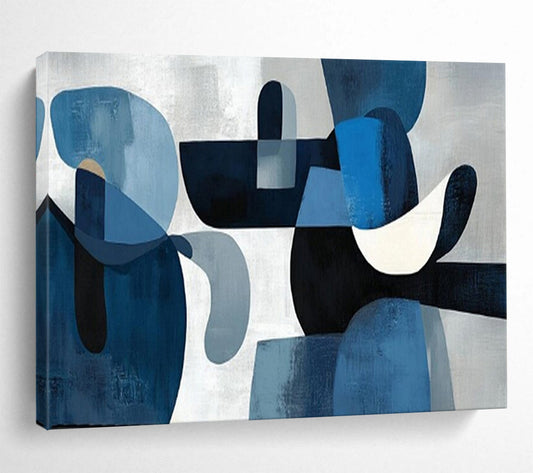 “Blue Abstract Shapes” – Abstract Geometric Acrylic Painting CT1713