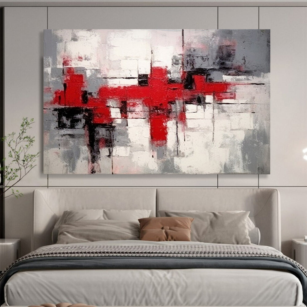 “Red - Gray Geometry” - A geometric abstract built with red, gray, and white CT1637