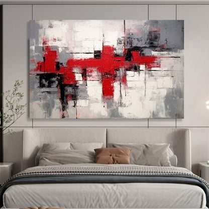 “Red - Gray Geometry” - A geometric abstract built with red, gray, and white CT1637