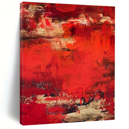 “Red - Gold Textured Abstraction” - Abstract Expressionist Art CT0472