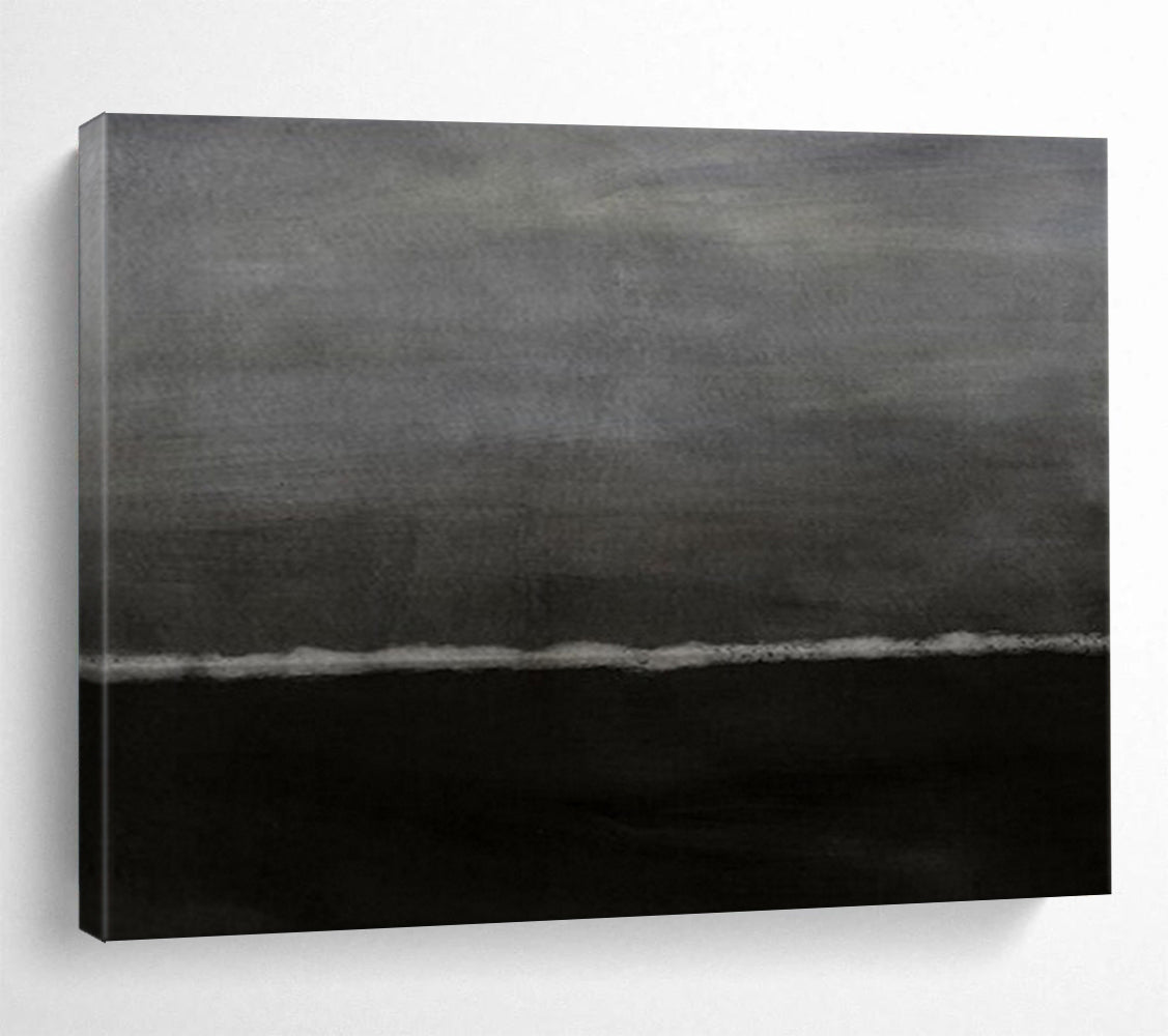 “Dark Horizons” - Deep grays, blacks, subtle white line; minimalist, moody landscape - like abstraction CT1517