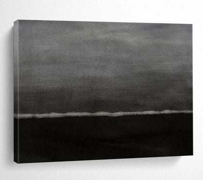 “Dark Horizons” - Deep grays, blacks, subtle white line; minimalist, moody landscape - like abstraction CT1517