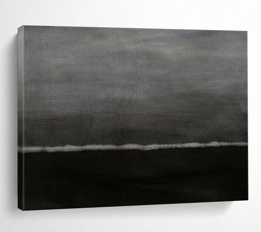 “Dark Horizons” - Deep grays, blacks, subtle white line; minimalist, moody landscape - like abstraction CT1517