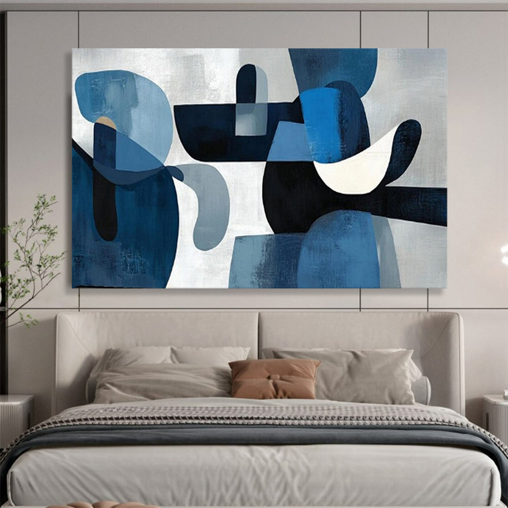 “Blue Abstract Shapes” – Abstract Geometric Acrylic Painting CT1713