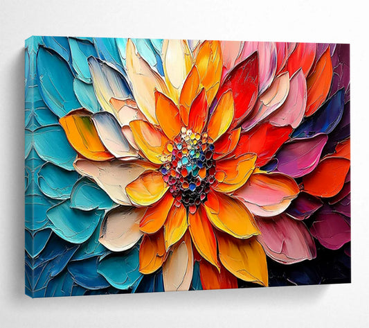 “Colorful Petals Flower” – Impasto Floral Oil Painting CT1766