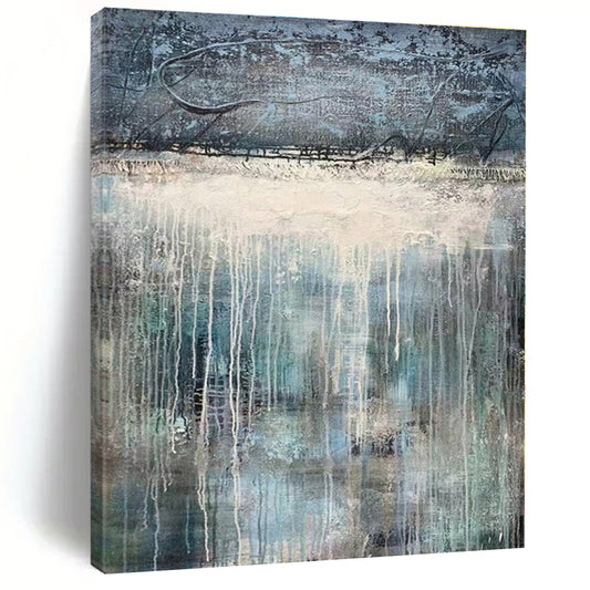 “Gray - Blue Dripping Abstraction” - Abstract Landscape Art CT0467