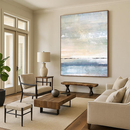 “Soft Color Horizon”，Abstract Seascape - Inspired Oil Painting CT0547