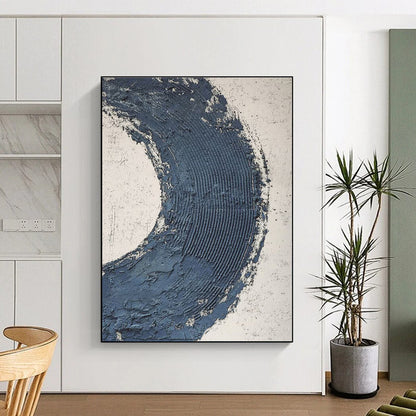 “Deep Blue Textured Crescent” - Abstract Textural Art CT0427