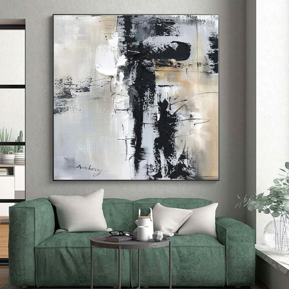 “Gray - Black - White Textured Abstraction” - Abstract Expressionist Art CT0501