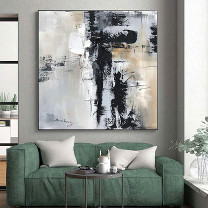 “Gray - Black - White Textured Abstraction” - Abstract Expressionist Art CT0501