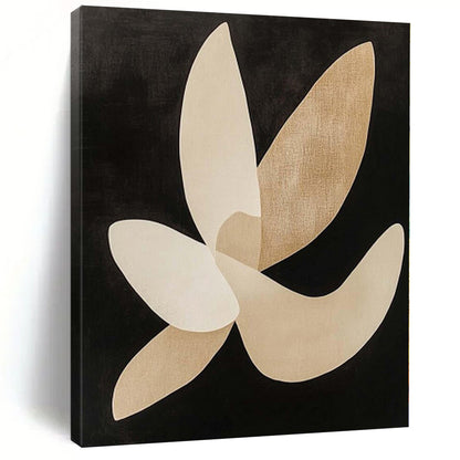 “Beige - Black Elegant Petals” Abstract Acrylic Painting CT0138
