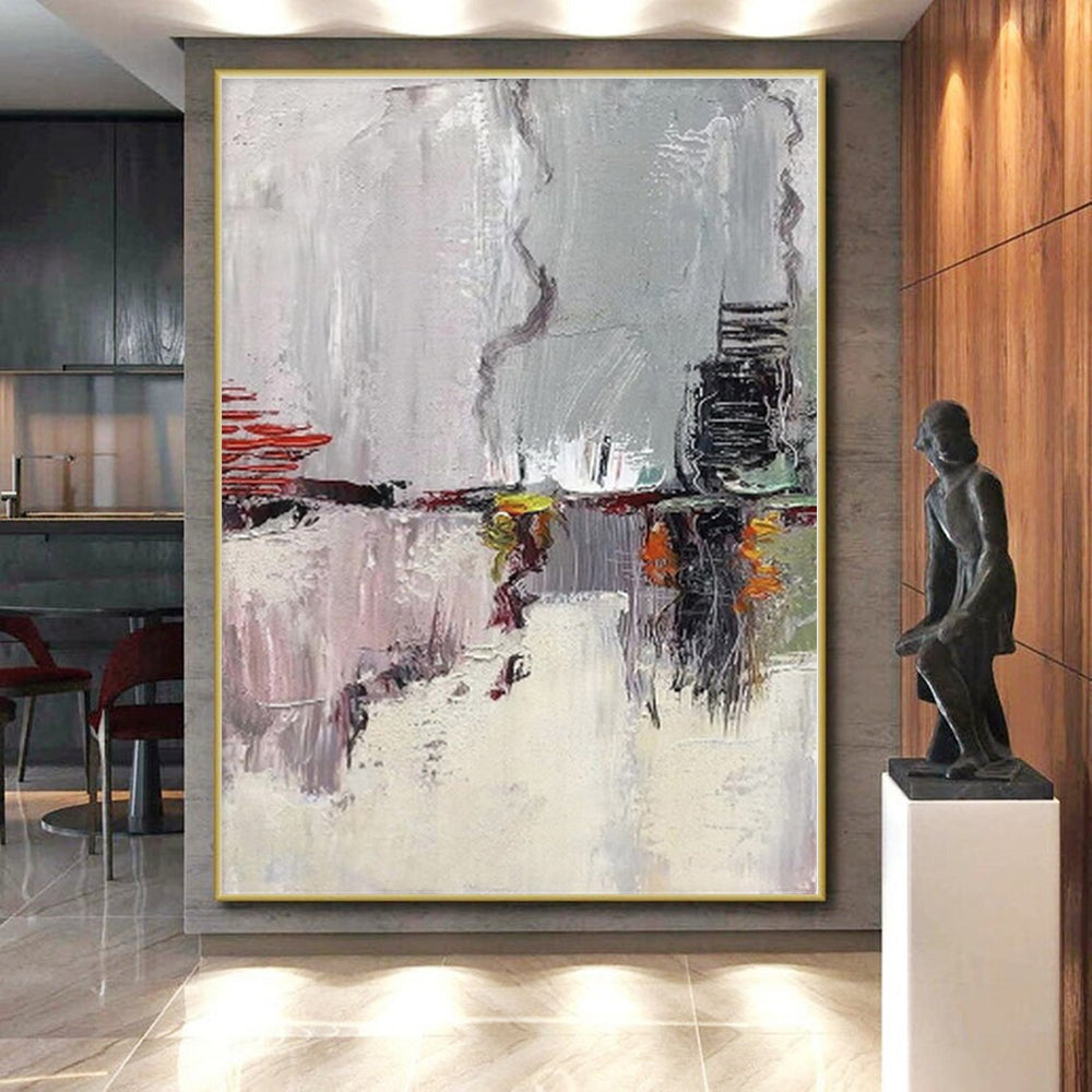 “Gray - Colorful Abstract Landscape” - Abstract Impressionistic Painting CT0402