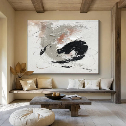 “Gray - Black - White Swirl” - Gray, black, white; swirling brush strokes and textures CT1564